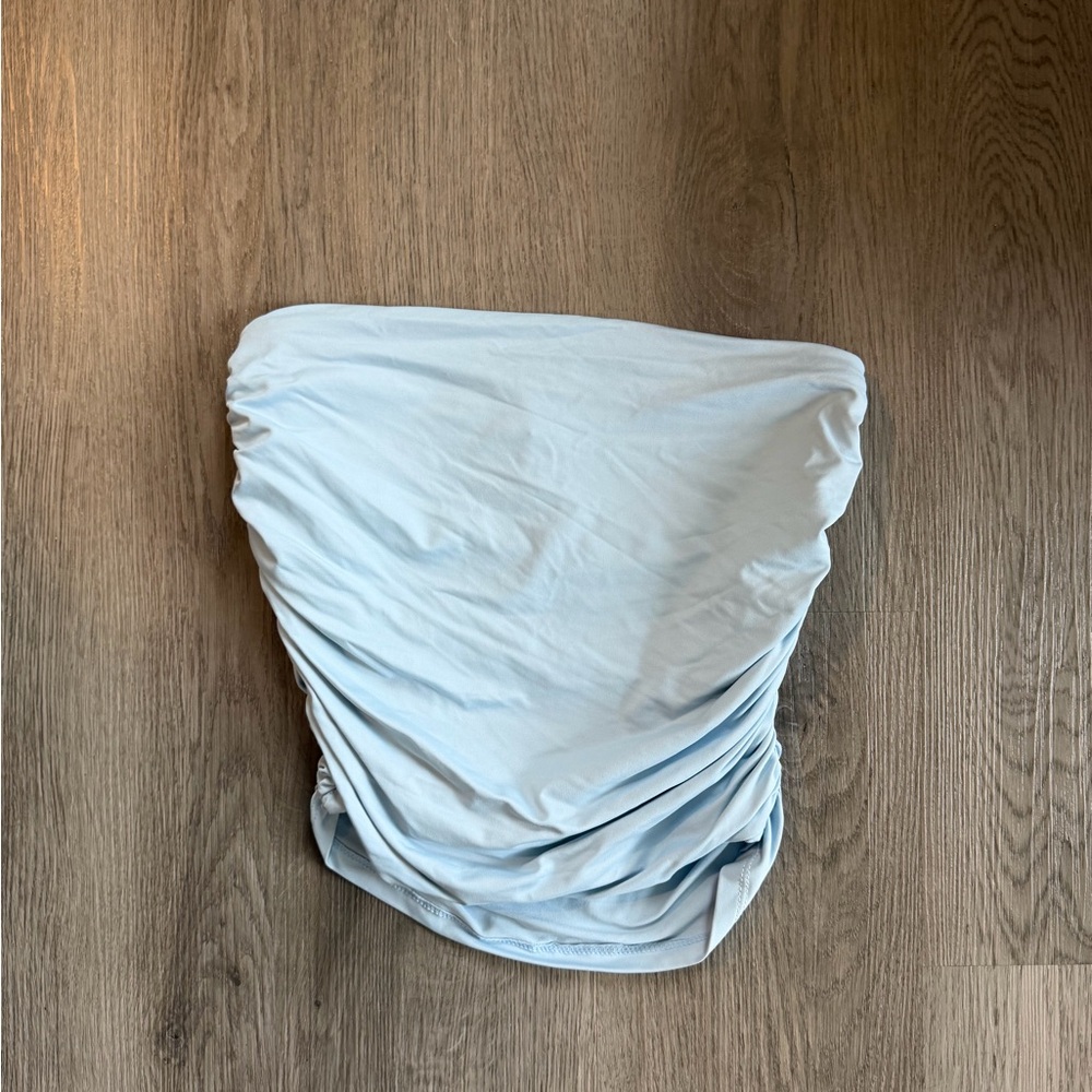 Light Blue Strapless Cinched Top